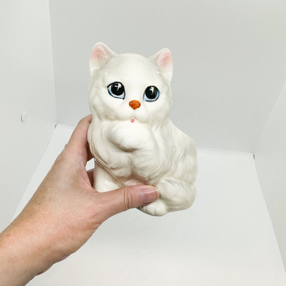 Vintage Lefton Ceramic Persian Cat Planter